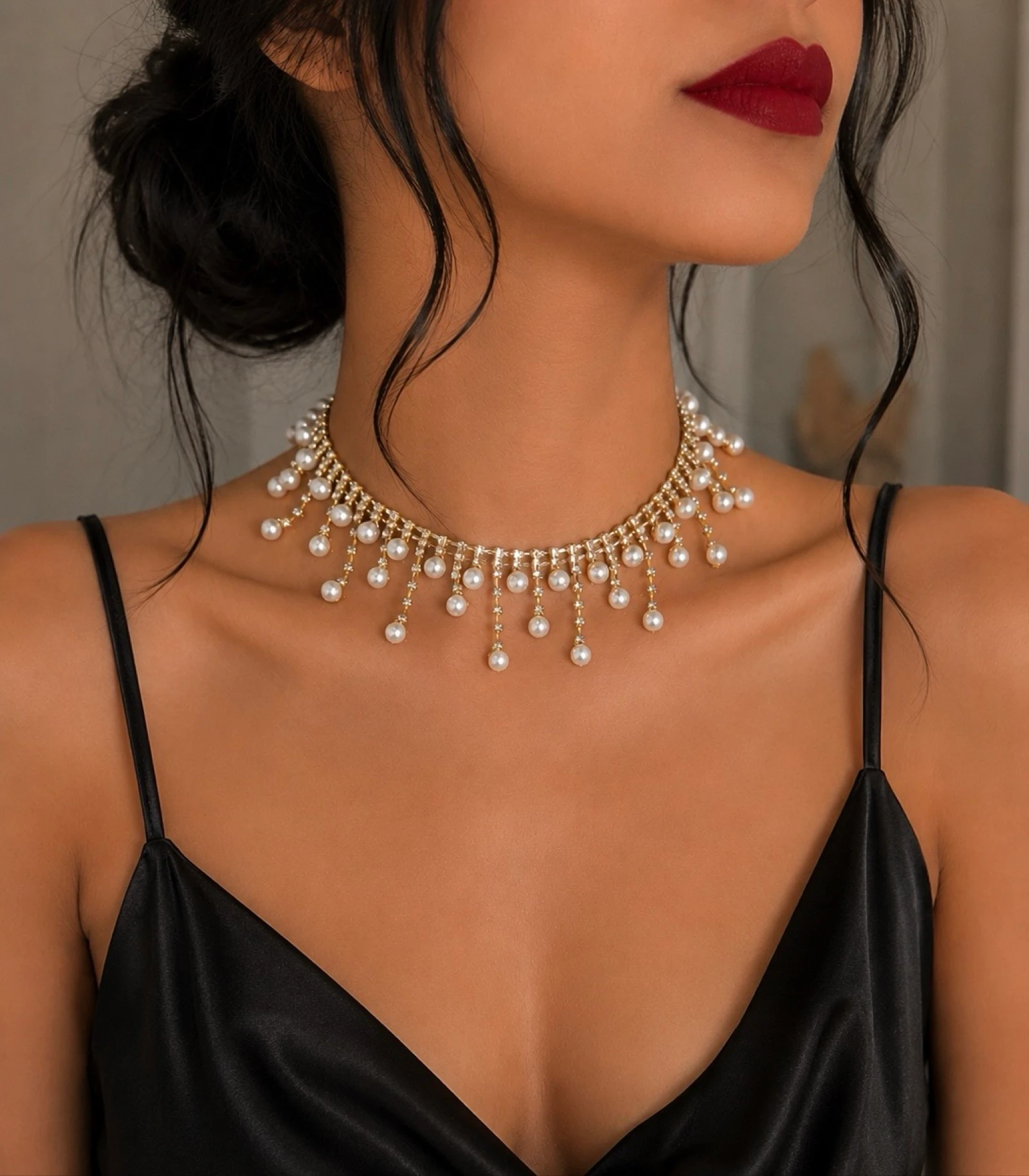 Parel Choker Halsketting - Roestvrij Staal – photo 2